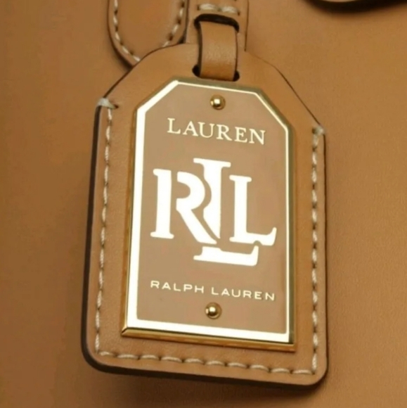 LAUREN BY RALPH LAUREN Harper Parker Tan Leather Tote Large $244 NWOT - Picture 7 of 11